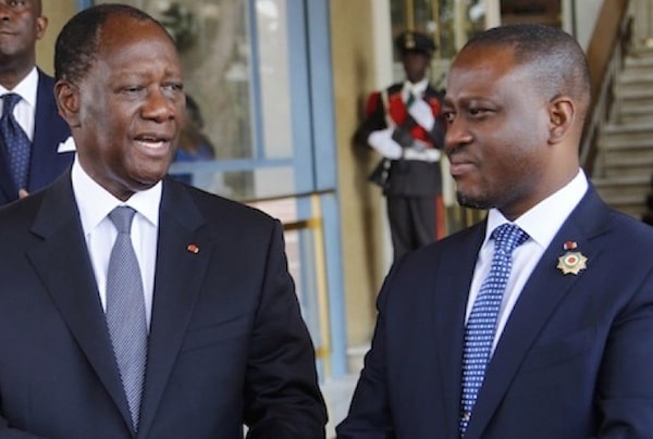 Le président ivoirien Alassane Ouattara et son ex-premier ministre devenu opposant Guillaume Soro.