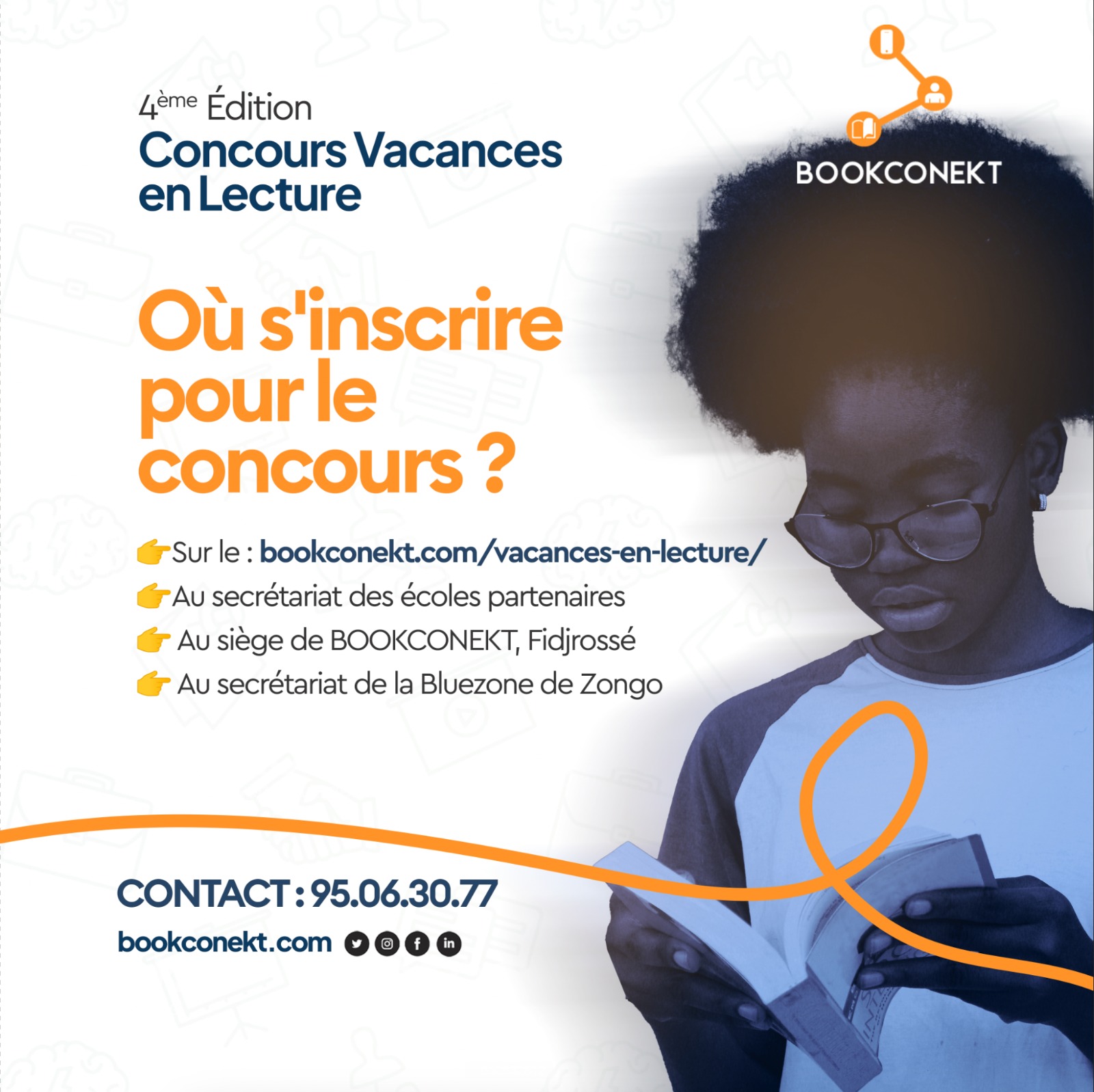 Affiche de lancement de la quatrième édition du Concours "Vacances en lecture".