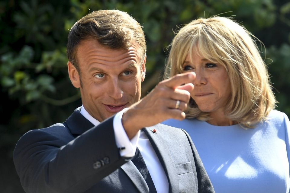 Le président français Emmanuel Macron et sa femme Brigitte