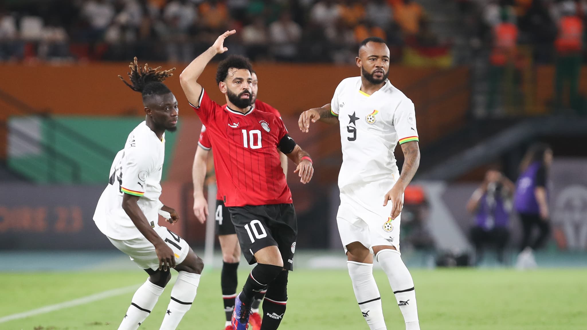 L'attaquant égyptien Mohamed Salah et le Ghanéen Jordan Ayew