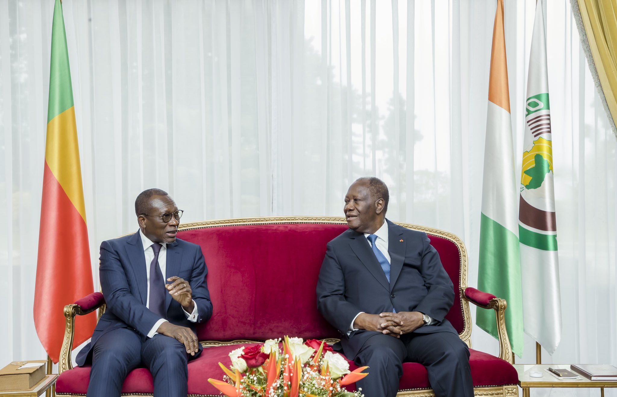 Le chef de l'Etat béninois, Patrice Talon et son homologue ivoirien Alassane Ouattara à Abidjan