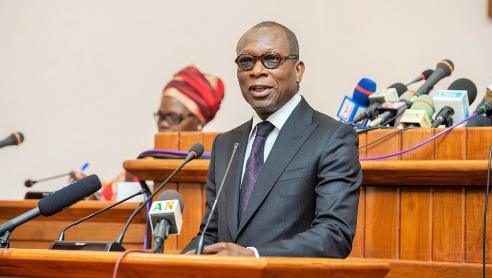 Le président Patrice Talon lors d'un discours devant le parlement béninois. © Présidence du Bénin