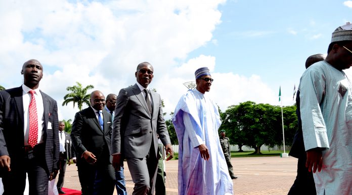 Patrice Talon et le président nigérian Buhari. Illustration