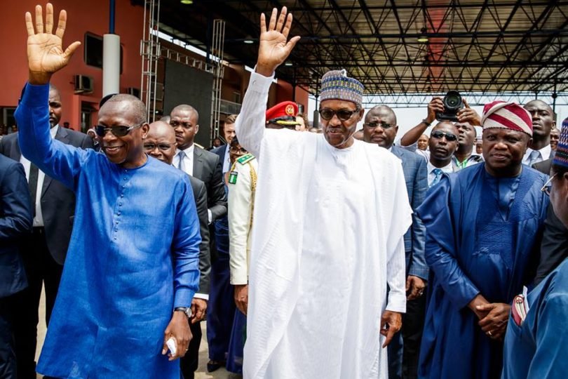 Le président Patrice Talon et l'ex-président nigérian Muhammadu Buhari. © Présidence du Bénin