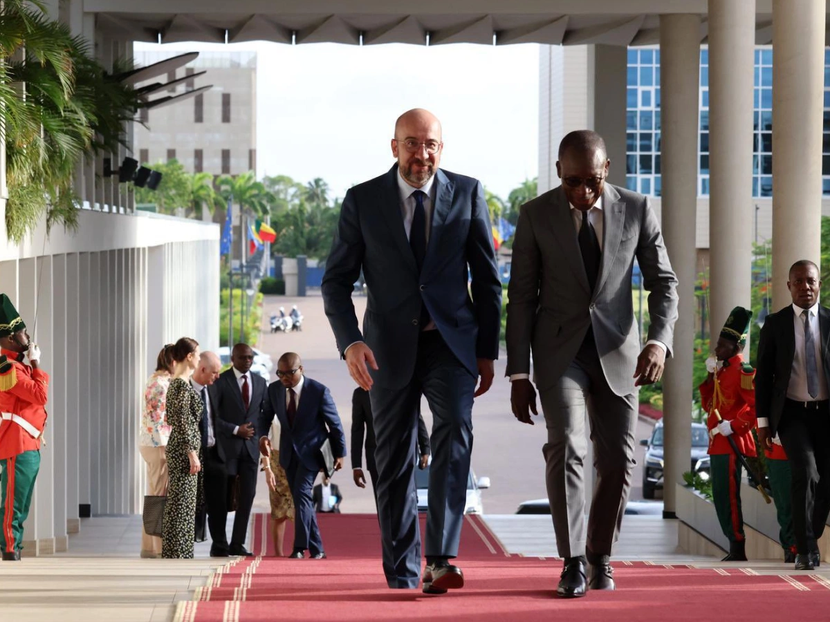 Le chef de l'État béninois, Patrice Talon et le président du Conseil européen, Charles Michel en visite à Cotonou. © Présidence du Bénin