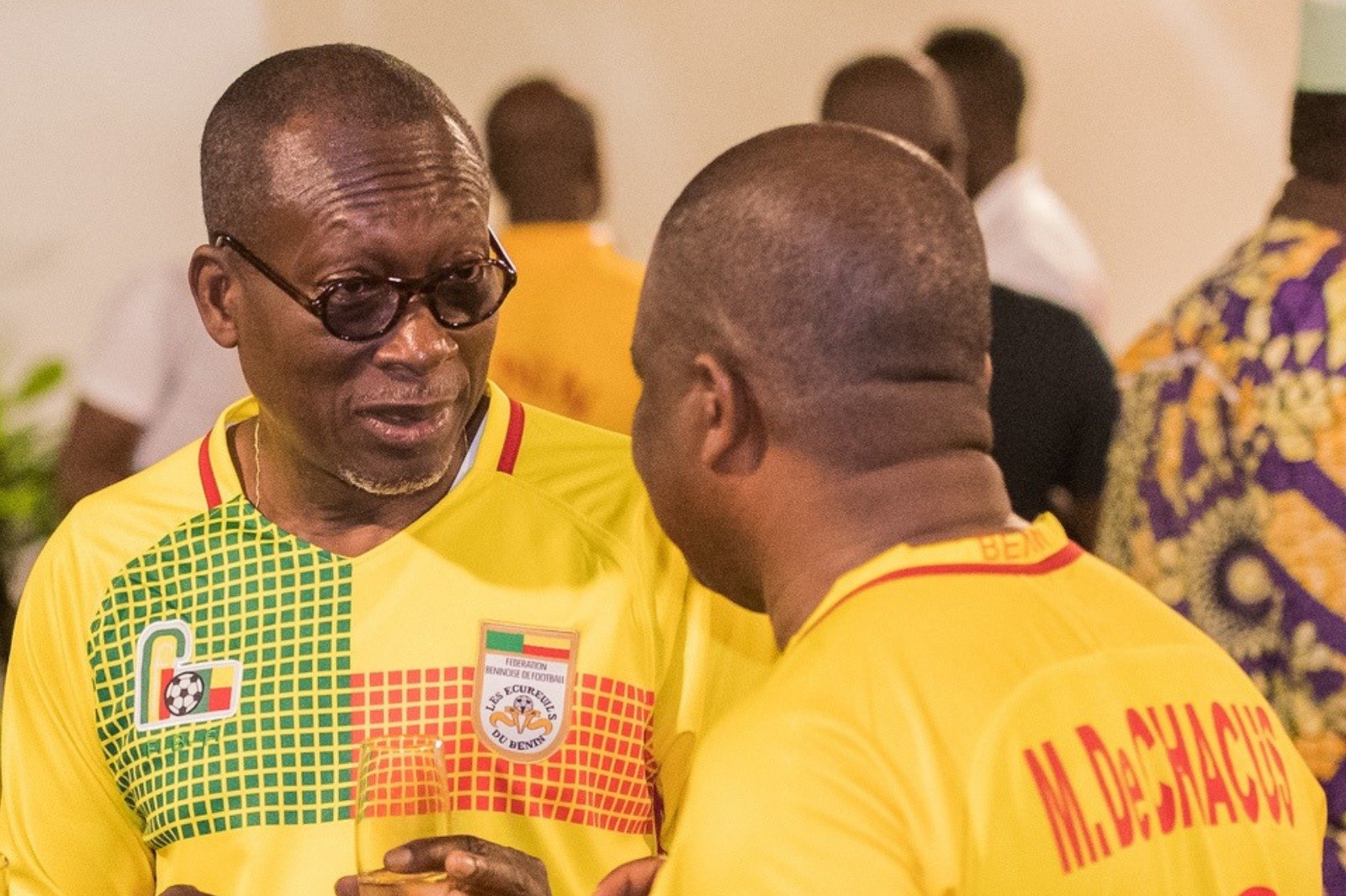 Le chef de l'Etat béninois, Patrice Talon et le patron de la fédération de football, Mathurin de Chacus. @Présidence du Bénin