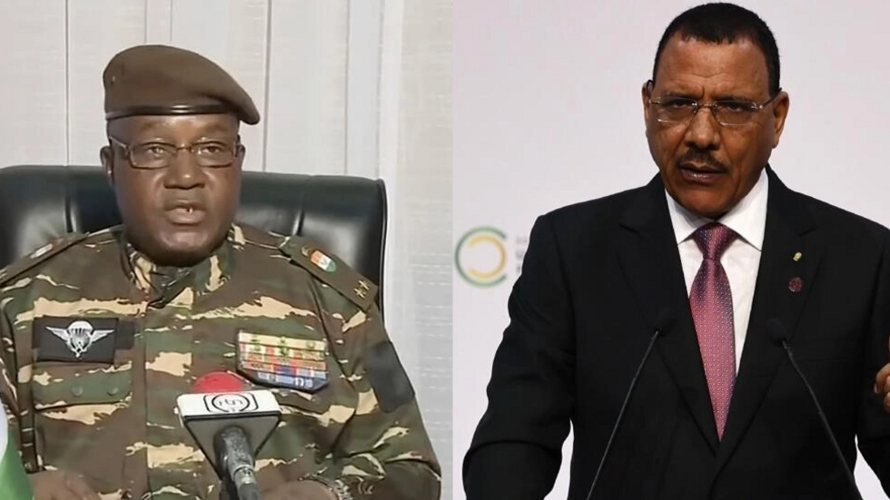 Le chef de la junte militaire Tchiani et le président déchu du Niger Mohamed Bazoum. Illustration