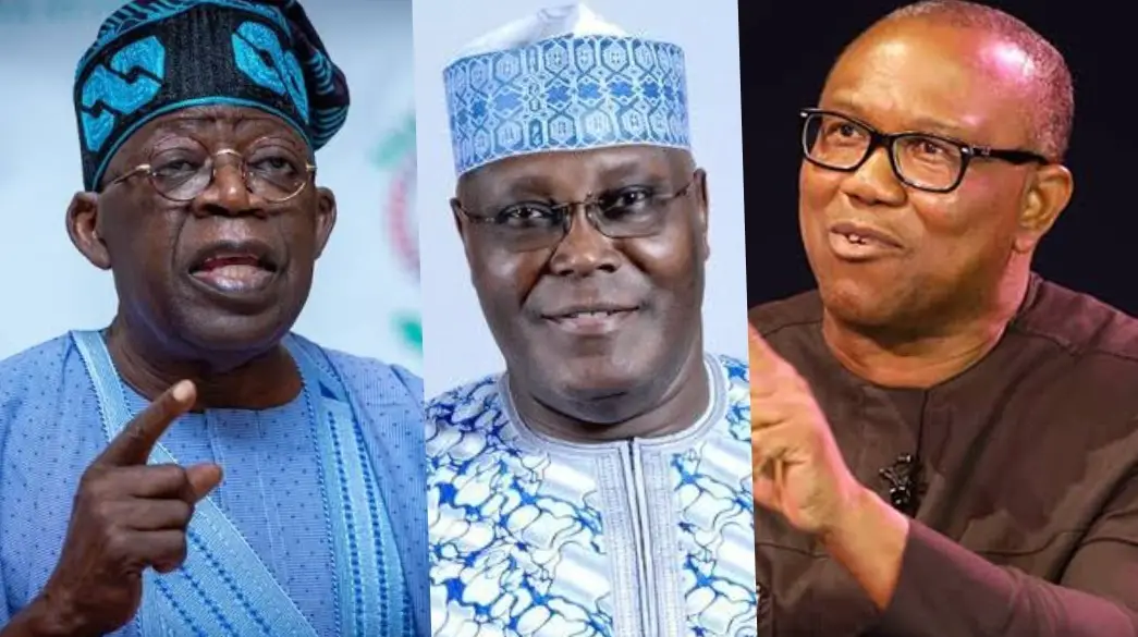Bola Tinubu, Abubakar Atiku et Peter OBI, les trois grands candidats lors de la dernière présidentielle au Nigeria